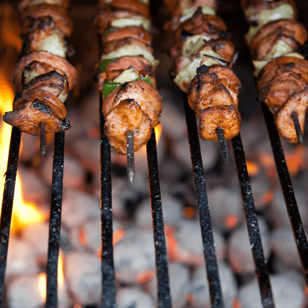 Chicken skewers on BBQ